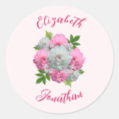 Peony Bouquet Wedding Ronde Sticker (Voorkant)