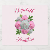 Peony Bouquet Wedding Sparkling Wijnetiket (Enkel label)