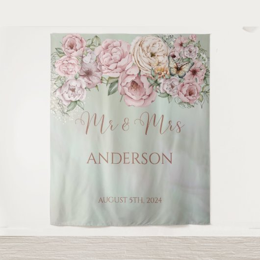 Peony Bouquet Wedding Wandkleed (Voorkant)