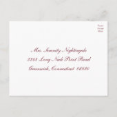 Peony Bourgondië Waterverf Bloemen Huwelijk RSVP Uitnodiging Briefkaart (Achterkant)