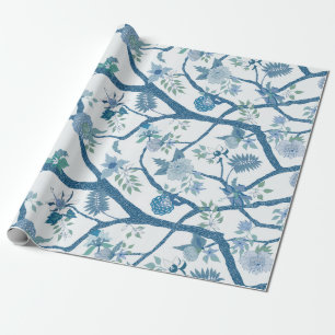 Peony Branch in Blue Greens Cadeaupapier