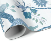 Peony Branch in Blue Greens Cadeaupapier (Rol Hoek)