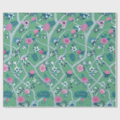 Peony Branch over Green Cadeaupapier (Vlak)