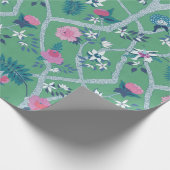 Peony Branch over Green Cadeaupapier (Hoek)