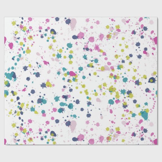 Peony Branch Splatter Wrapping Paper Cadeaupapier (Vlak)