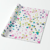 Peony Branch Splatter Wrapping Paper Cadeaupapier (Uitgerold)