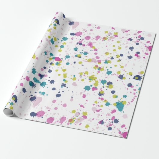 Peony Branch Splatter Wrapping Paper Cadeaupapier (Uitgerold)
