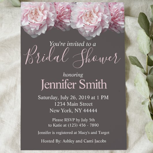 Peony Bridal Shower Kaart