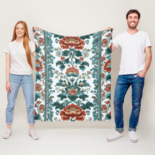 Peony Brocade Fleece Deken (In situ)