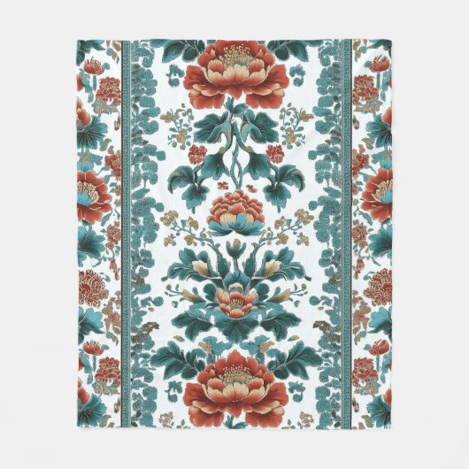 Peony Brocade Fleece Deken (Voorkant)