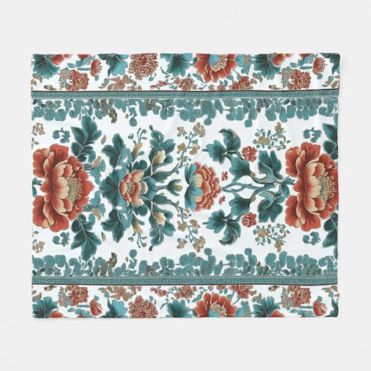 Peony Brocade Fleece Deken (Voorkant (Horizontaal))