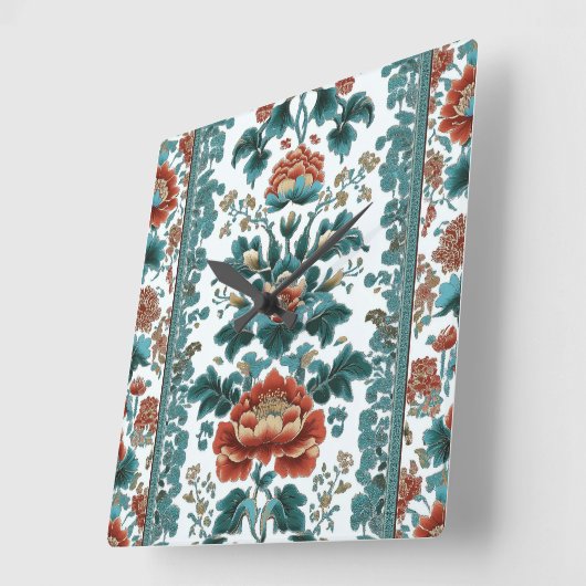 Peony Brocade Vierkante Klok (Hoek)