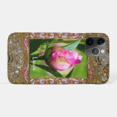 Peony Bud Monogram Case-Mate iPhone Case (Achterkant (horizontaal))