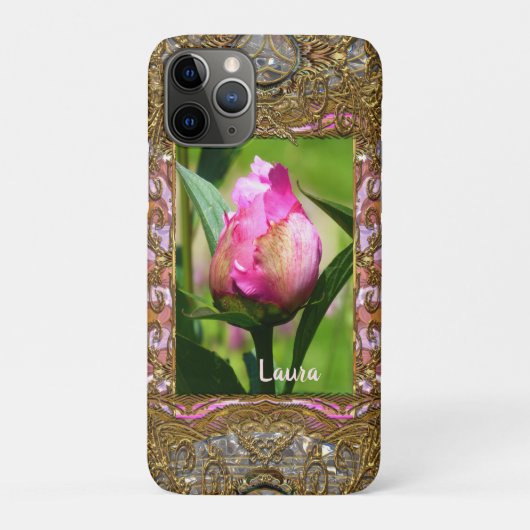 Peony Bud Monogram Case-Mate iPhone Case (Achterkant)