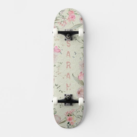 Peony & Butterflies Sage Aesthetic Persoonlijk Skateboard (Voorkant)