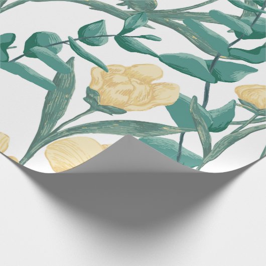 Peony Claire de Lune planten naadloos. hand Cadeaupapier (Hoek)