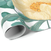 Peony Claire de Lune planten naadloos. hand Cadeaupapier (Rol Hoek)