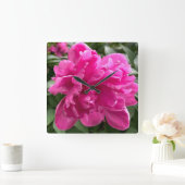 Peony Clock Vierkante Klok (Huis)