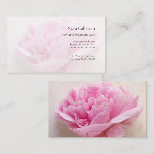 Peony closeup mama contactkaartje (Voorkant / Achterkant)
