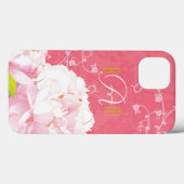 Peony, Coral Pink Damask Monogrammed iPad Air Case (Achterkant (horizontaal))
