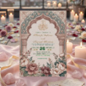 Peony Cream Moorish Archway Islamic Wedding Kaart