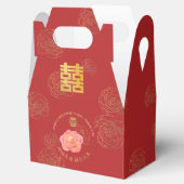 Peony Double Happiness Chinese Weddenschap Harteli Bedankdoosjes (Geopend)