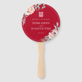 Peony Double Happiness Wedding Program & Timeline Handwaaier (Voorkant)