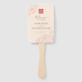 Peony Double Happiness Wedding Program & Timeline Handwaaier (Voorkant)