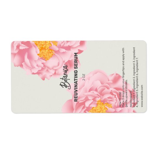 Peony Dropper Bottle Labels (Voorkant)