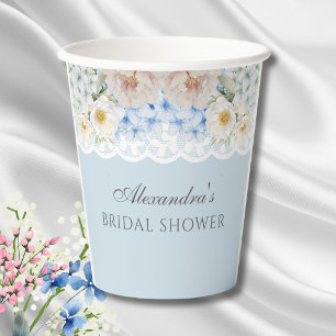 Peony Dusty Blue Hydrangea Vrijgezellenfeest Papieren Bekers