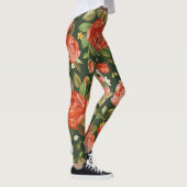 Peony Elegance: Grafisch bloemetjesbehang. Leggings (Rechts)