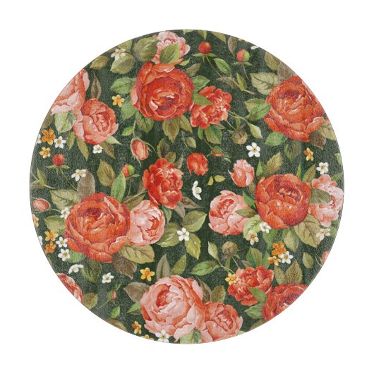 Peony Elegance: Grafisch bloemetjesbehang. Snijplank (Voorkant)