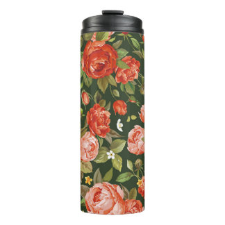 Peony Elegance: Grafisch bloemetjesbehang. Thermosbeker