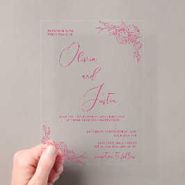 Peony Elegance Wedding Acryl Uitnodigingen