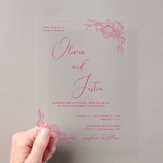 Peony Elegance Wedding Acryl Uitnodigingen