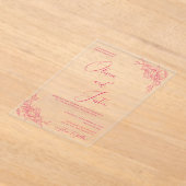 Peony Elegance Wedding Acryl Uitnodigingen (Laagn)