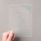 Peony Elegance Wedding Acryl Uitnodigingen (Insitu (Draagbaar))