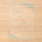 Peony Elegance Wedding Acryl Uitnodigingen (Voorkant)