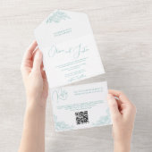 Peony Elegance Wedding All In One Uitnodiging (Afscheurbaar)