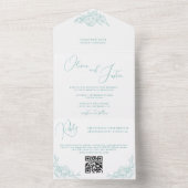Peony Elegance Wedding All In One Uitnodiging (Binnen)