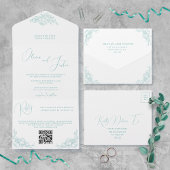 Peony Elegance Wedding All In One Uitnodiging