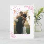 Peony Elegance Wedding Bedankkaart (Staand voorkant)