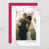 Peony Elegance Wedding Bedankkaart (Voorkant / Achterkant)