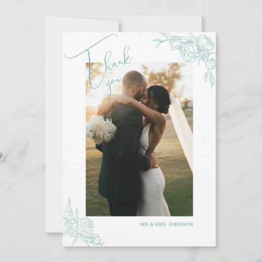 Peony Elegance Wedding Bedankkaart (Voorkant)