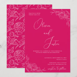 Peony Elegance Wedding Kaart