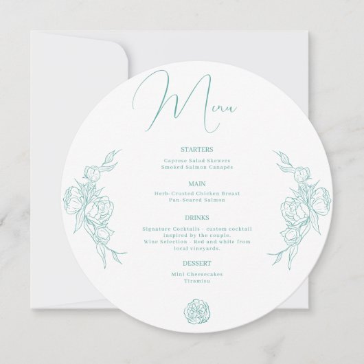 Peony Elegance Wedding Menu (Voorkant)