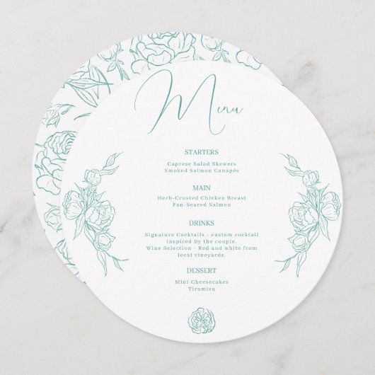 Peony Elegance Wedding Menu (Voorkant / Achterkant)