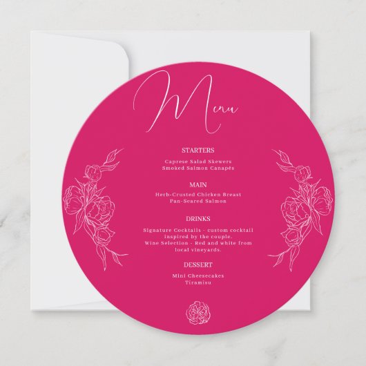 Peony Elegance Wedding Menu (Voorkant)