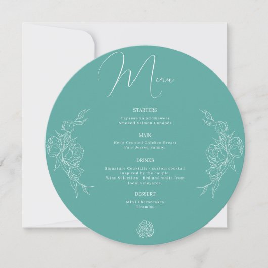 Peony Elegance Wedding Menu (Voorkant)