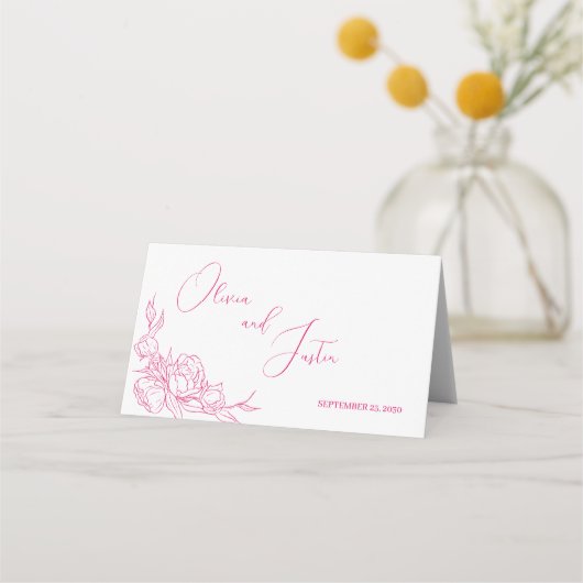 Peony Elegance Wedding Plaatskaartje (Achterkant)